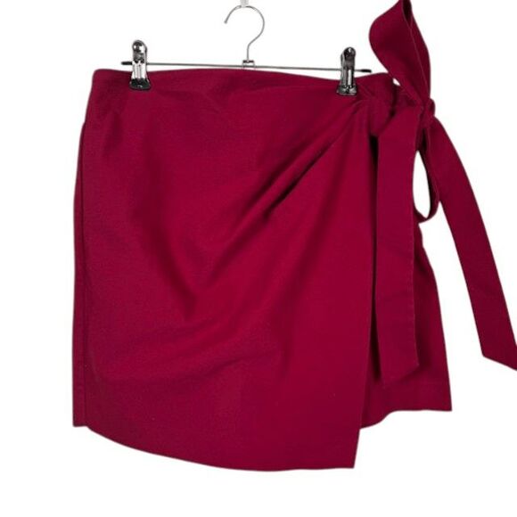 Rebecca Taylor Wrap Skort Side Tie and zip Raspberry Pockets Size 2 - Picture 2 of 9